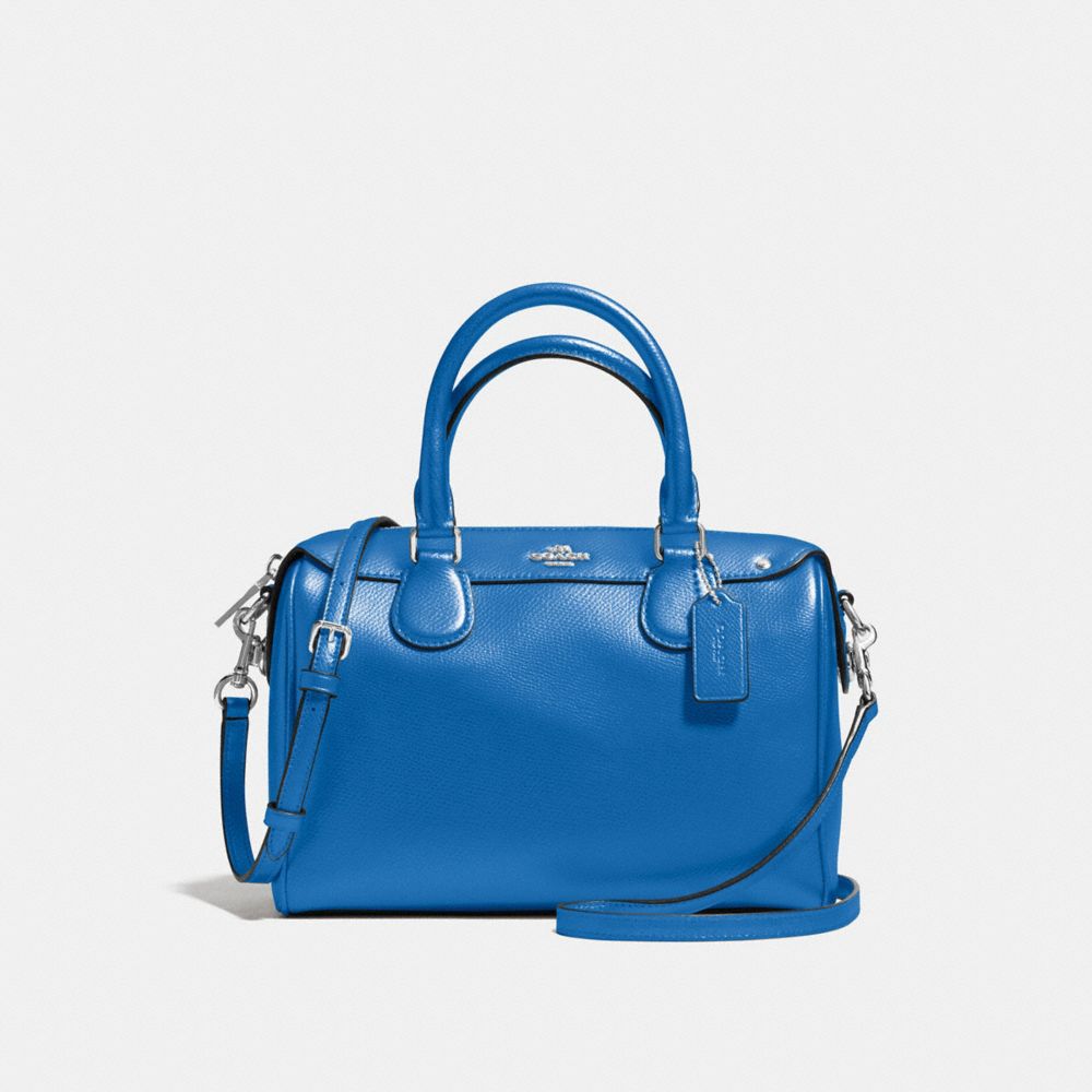 MINI BENNETT SATCHEL IN CROSSGRAIN LEATHER - COACH f57521 -  SILVER/LAPIS