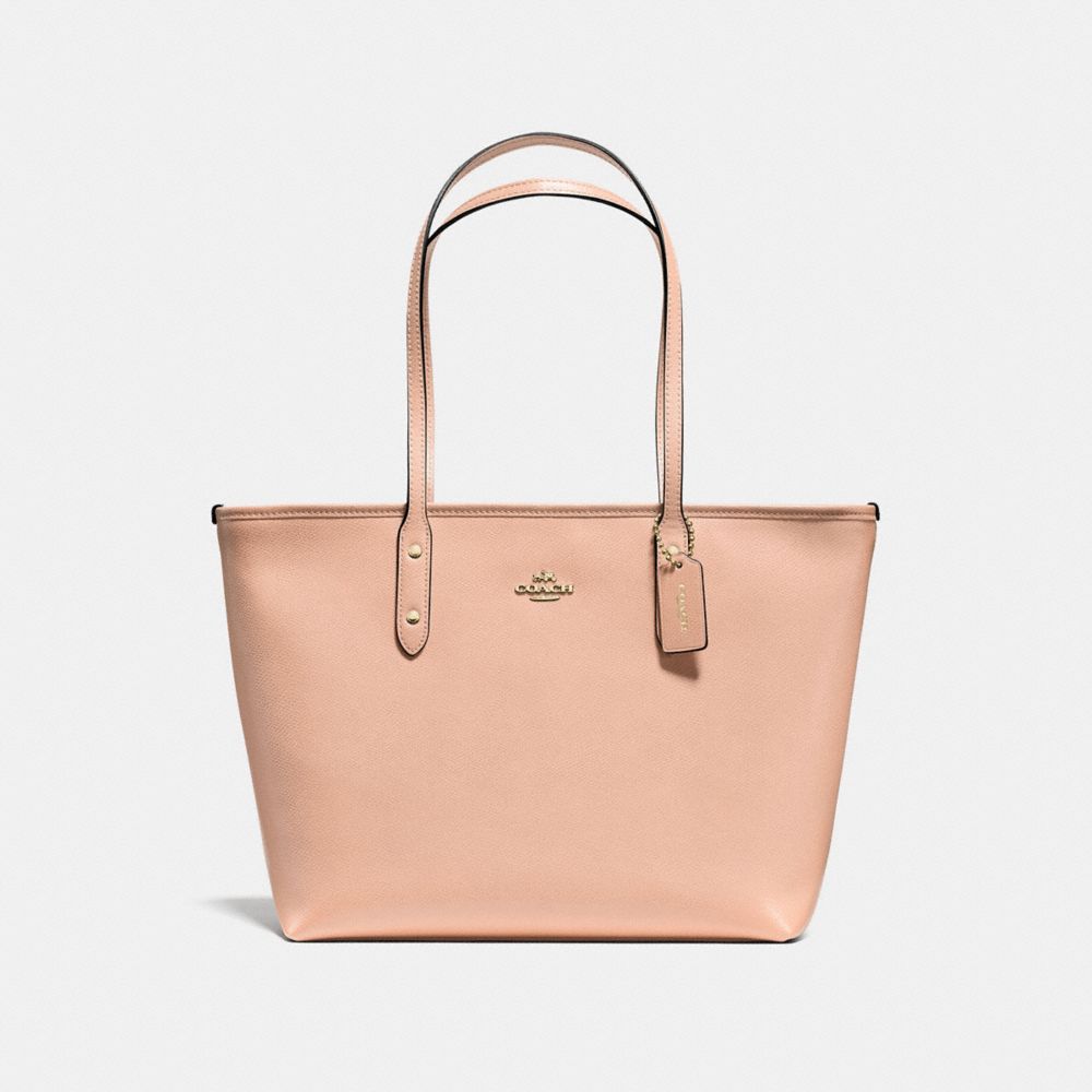 CITY ZIP TOTE IN CROSSGRAIN LEATHER - COACH f57522 - IMITATION GOLD/NUDE PINK