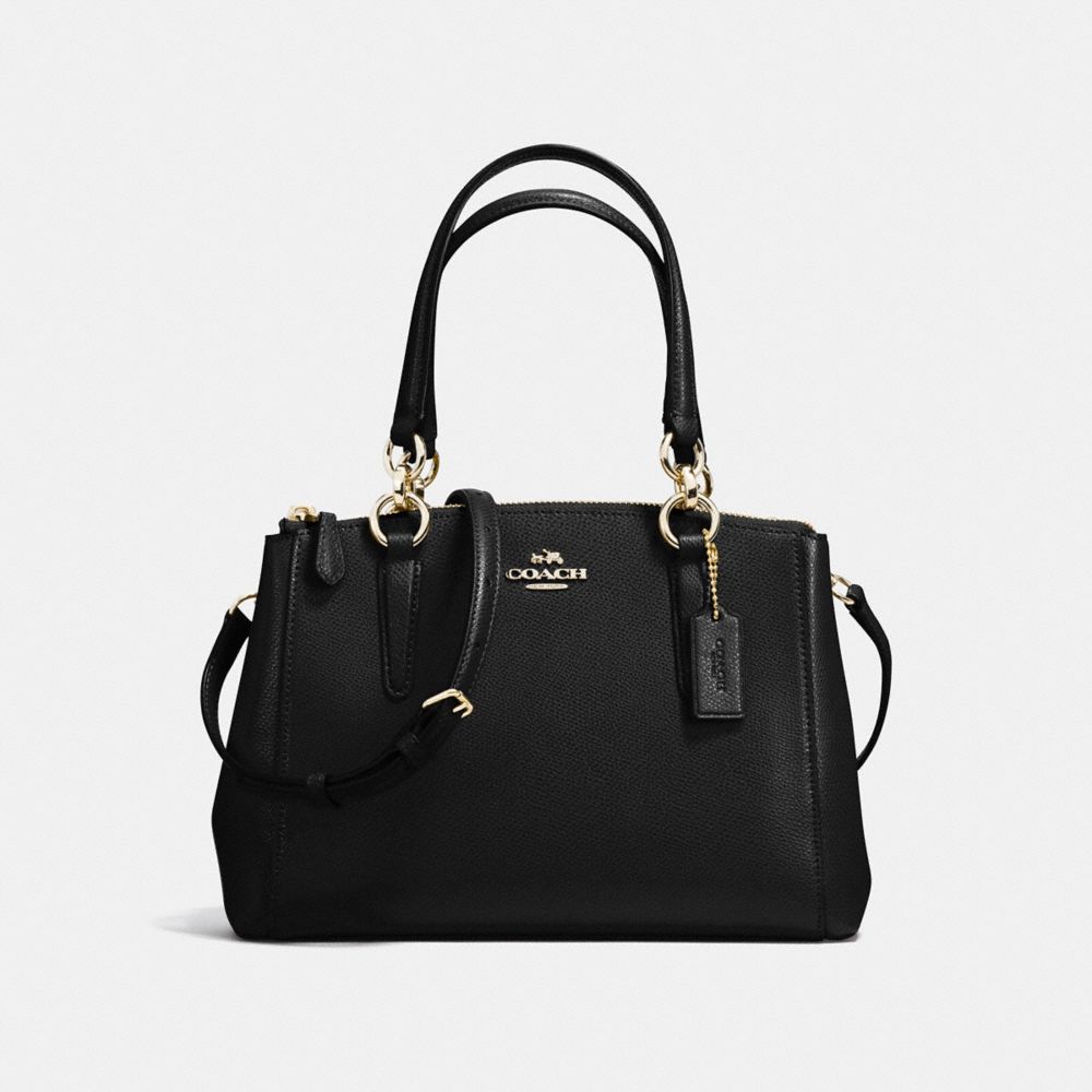 COACH MINI CHRISTIE CARRYALL IN CROSSGRAIN LEATHER - IMITATION GOLD/BLACK - F57523