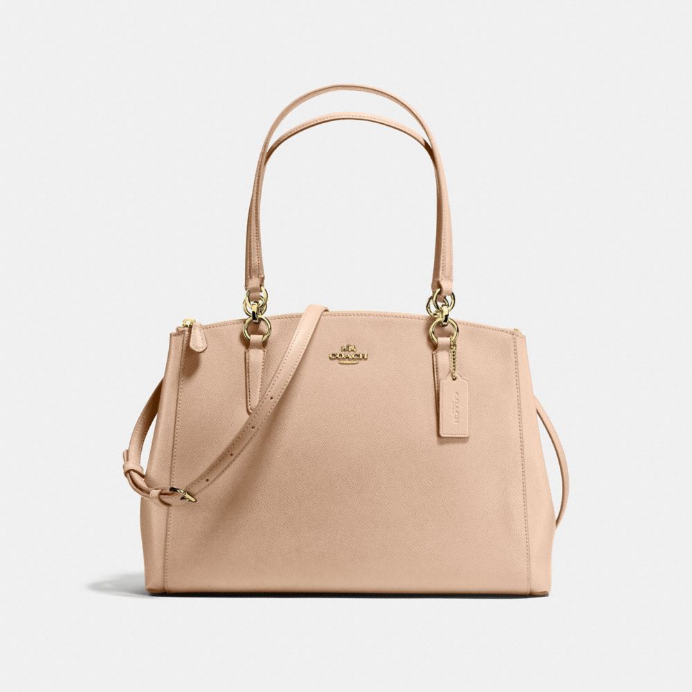 COACH CHRISTIE CARRYALL IN CROSSGRAIN LEATHER - IMITATION GOLD/BEECHWOOD - F57525