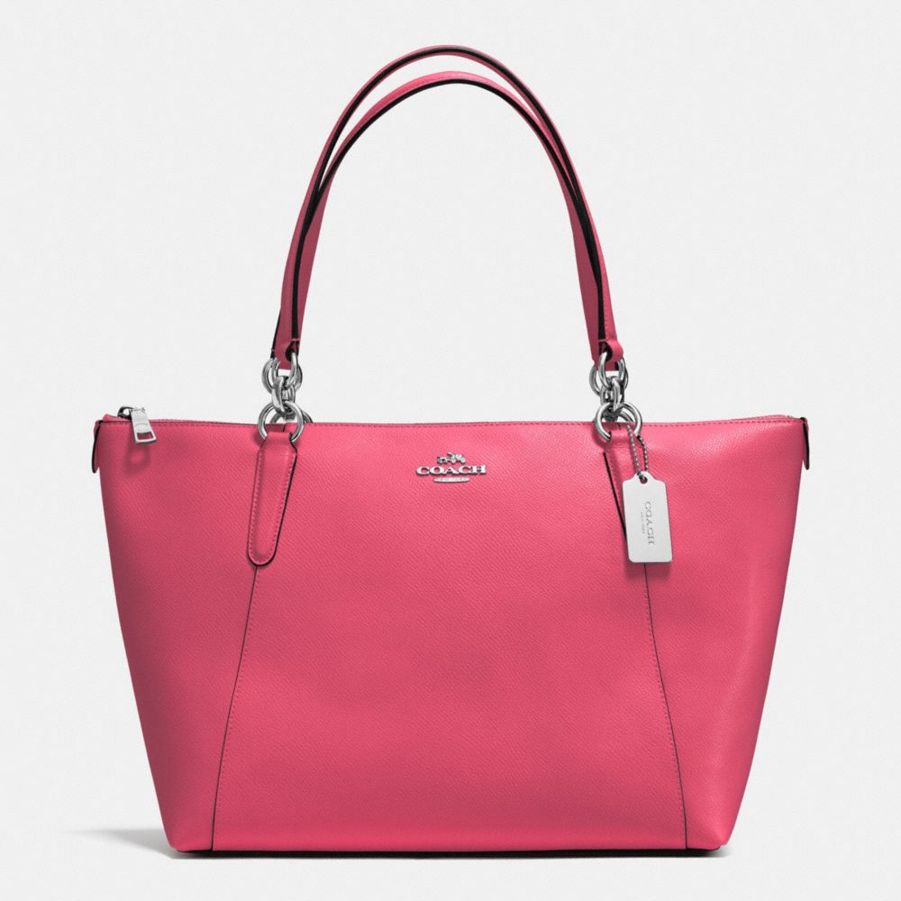 AVA TOTE IN CROSSGRAIN LEATHER - COACH f57526 -  SILVER/STRAWBERRY