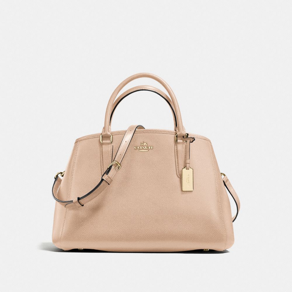 SMALL MARGOT CARRYALL IN CROSSGRAIN LEATHER - COACH f57527 -  IMITATION GOLD/BEECHWOOD