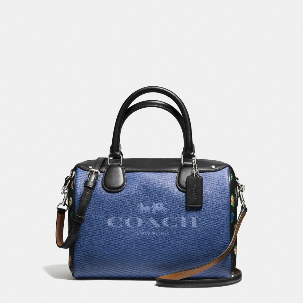 MINI BENNETT SATCHEL IN DENIM WITH HORSE AND CARRIAGE - COACH f57533 - SILVER/DENIM BLACK MULTI