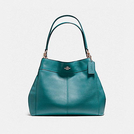 COACH LEXY SHOULDER BAG IN PEBBLE LEATHER - LIGHT GOLD/DARK TEAL - f57545