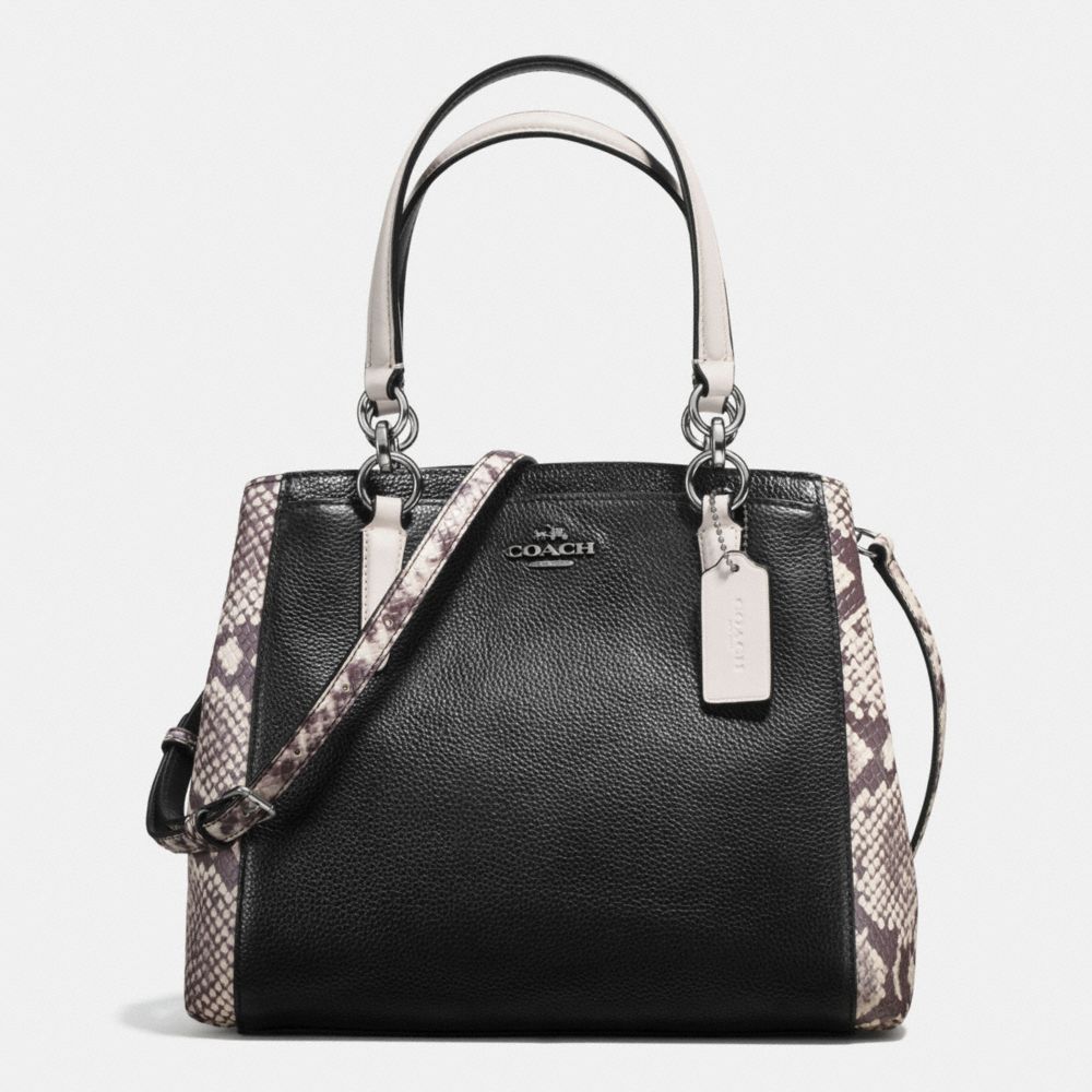 MINETTA CROSSBODY WITH SNAKE EMBOSSED LEATHER TRIM - COACH f57557 - ANTIQUE NICKEL/BLACK MULTI