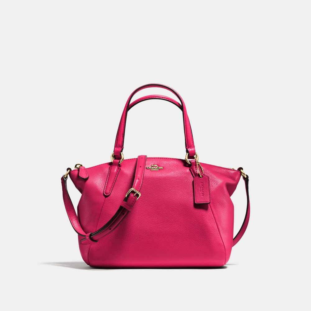 MINI KELSEY SATCHEL IN PEBBLE LEATHER - COACH f57563 - IMITATION  GOLD/BRIGHT PINK