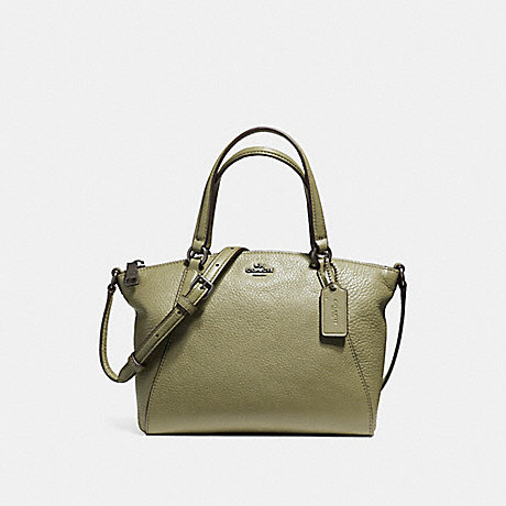 COACH MINI KELSEY SATCHEL IN PEBBLE LEATHER - BLACK ANTIQUE NICKEL/MILITARY GREEN - f57563