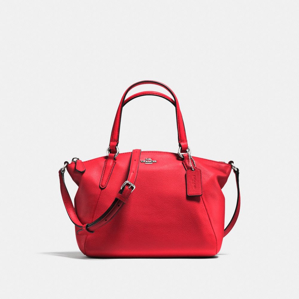 MINI KELSEY SATCHEL IN PEBBLE LEATHER - COACH f57563 -  SILVER/BRIGHT RED