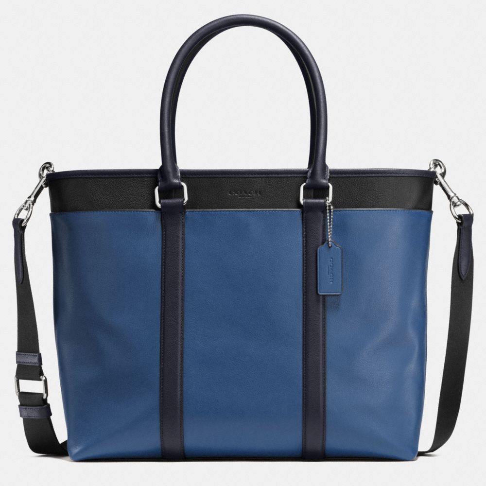 PERRY BUSINESS TOTE IN COLORBLOCK LEATHER - COACH f57568 - INDIGO/MIDNIGHT/BLACK