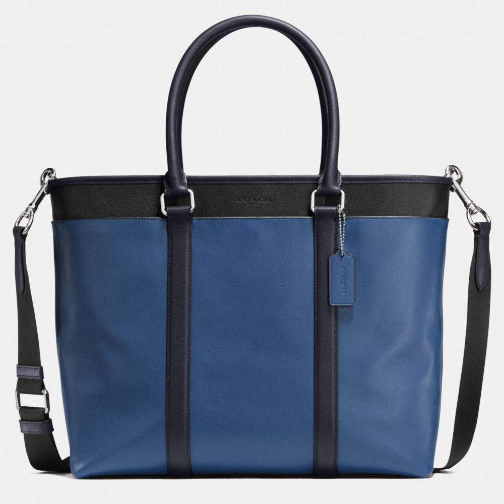 PERRY BUSINESS TOTE IN COLORBLOCK LEATHER - COACH f57568 -  INDIGO/MIDNIGHT/BLACK