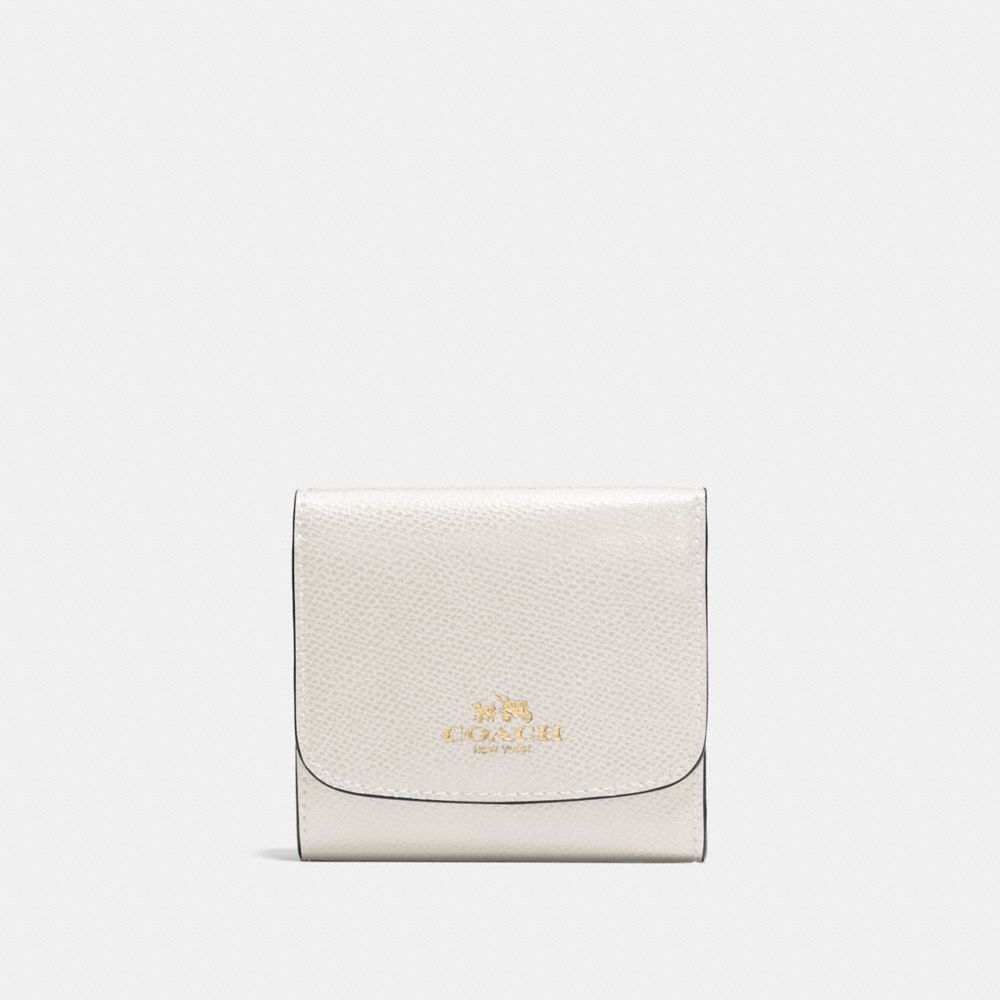 SMALL WALLET IN CROSSGRAIN LEATHER - COACH f57584 - IMITATION GOLD/CHALK