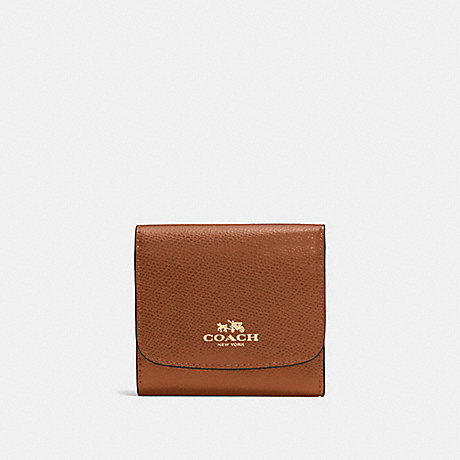 COACH SMALL WALLET IN CROSSGRAIN LEATHER - IMITATION GOLD/SADDLE - f57584