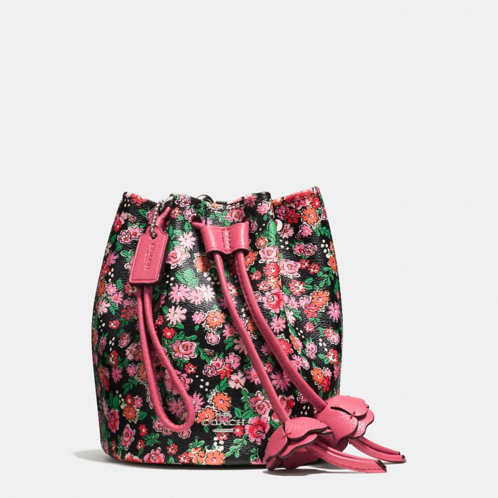 PETAL WRISTLET IN POSEY CLUSTER FLORAL PRINT COATED CANVAS - COACH f57604 - SILVER/PINK MULTI