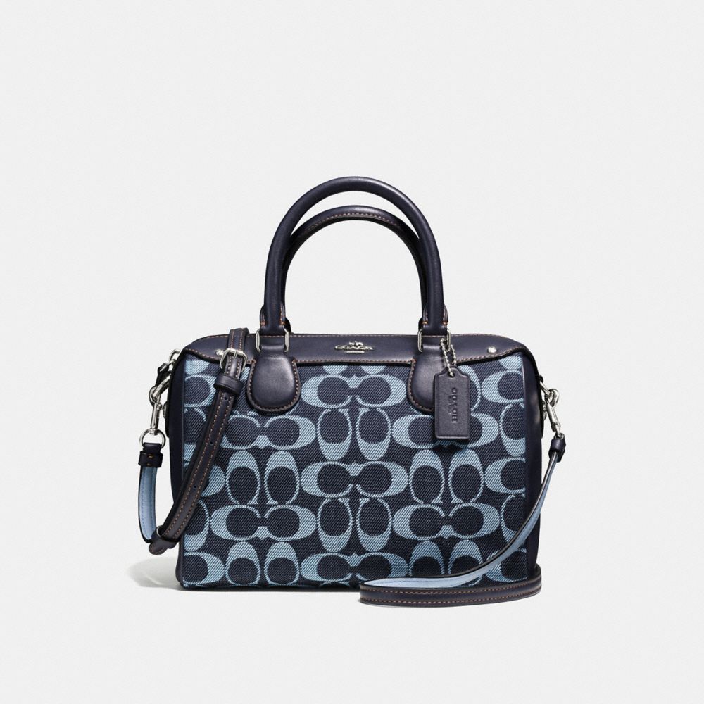 MINI BENNETT SATCHEL IN SIGNATURE DENIM AND LEATHER - COACH  f57619 - SILVER/LIGHT DENIM