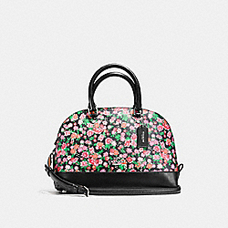 COACH MINI SIERRA SATCHEL IN POSEY CLUSTER FLORAL PRINT COATED CANVAS - SILVER/PINK MULTI - F57621