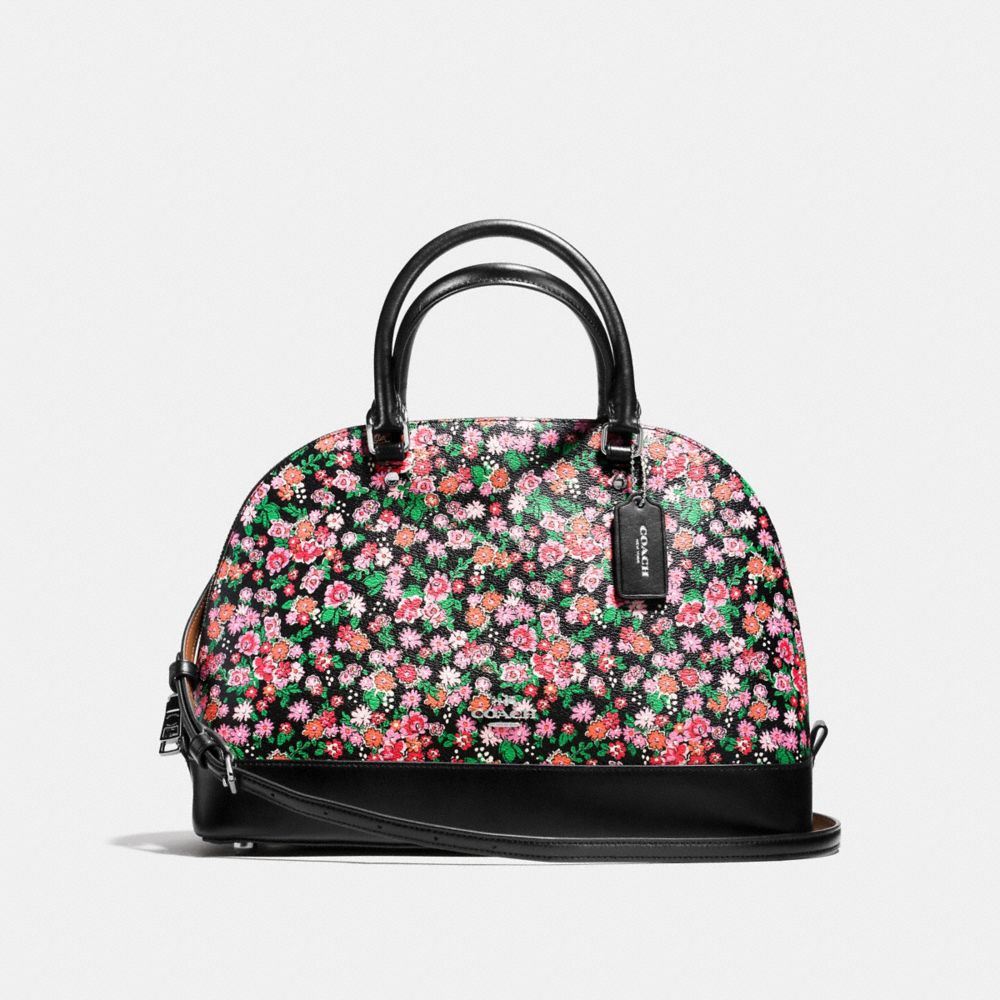 COACH SIERRA SATCHEL IN POSEY CLUSTER FLORAL PRINT COATED CANVAS - SILVER/PINK MULTI - F57622