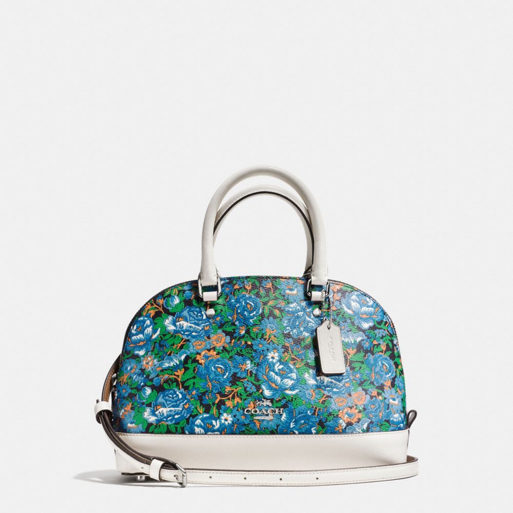 MINI SIERRA SATCHEL IN ROSE MEADOW FLORAL PRINT COATED CANVAS - COACH f57623 - SILVER/BLUE MULTI