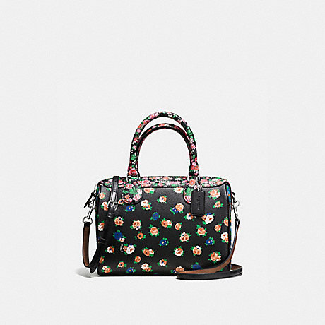 COACH MINI BENNETT SATCHEL IN FLORAL MIX PRINT COATED CANVAS - SILVER/MULTICOLOR - f57626