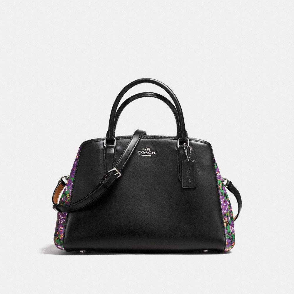 SMALL MARGOT CARRYALL IN ROSE MEADOW FLORAL PRINT COATED CANVAS -  COACH f57630 - SILVER/BLACK VIOLET MULTI