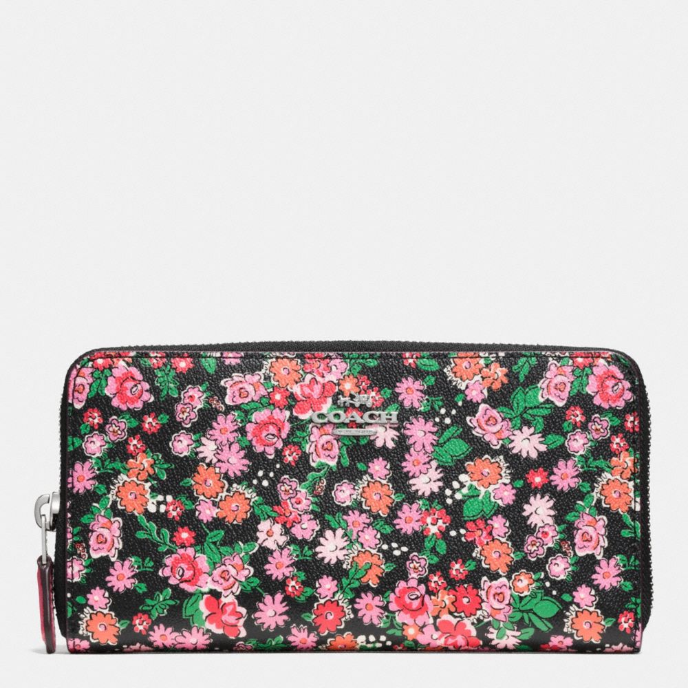 ACCORDION ZIP WALLET IN POSEY CLUSTER FLORAL PRINT COATED CANVAS - COACH f57641 - SILVER/PINK MULTI