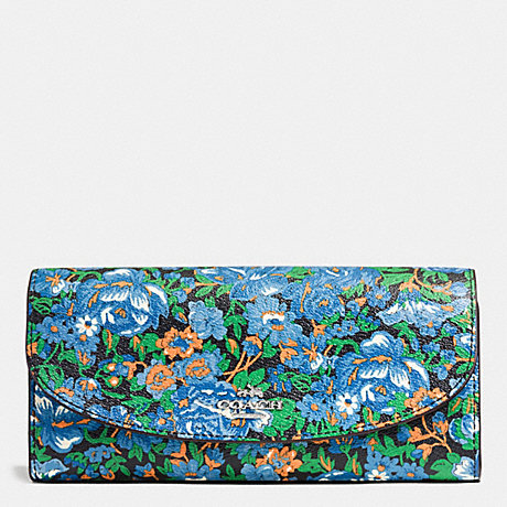 COACH SLIM ENVELOPE WALLET IN ROSE MEADOW FLORAL PRINT COATED CANVAS - SILVER/BLUE MULTI - f57643