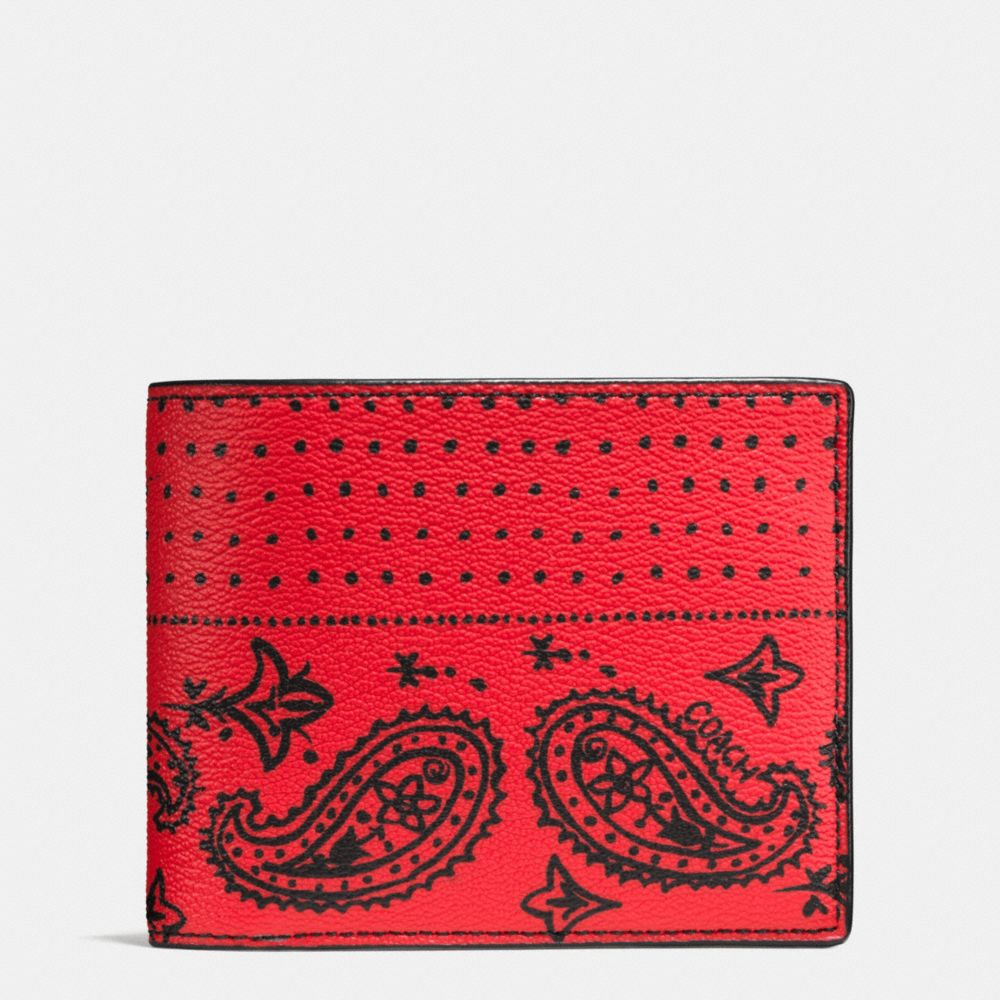 3-IN-1 WALLET IN BANDANA PRINT CANVAS - COACH f57653 - RED/BLACK BANDANA