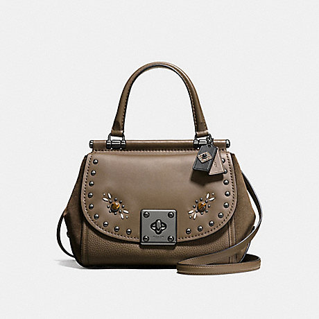 COACH DRIFTER TOP HANDLE IN GLOVETANNED LEATHER WITH WESTERN RIVETS - DARK GUNMETAL/FATIGUE - f57659