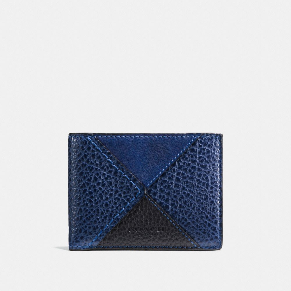 SLIM BILLFOLD WALLET IN CANYON QUILT LEATHE - COACH f57706 - BLUE MULTI