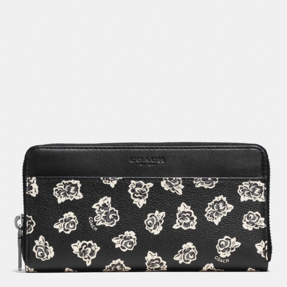 ACCORDION WALLET IN FLORAL PRINT COATED CANVAS - COACH f57804 -  BLACK/WHITE FLORAL