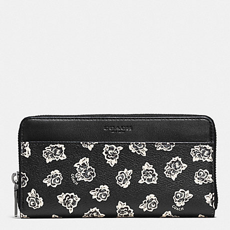 COACH ACCORDION WALLET IN FLORAL PRINT COATED CANVAS - BLACK/WHITE FLORAL - f57804