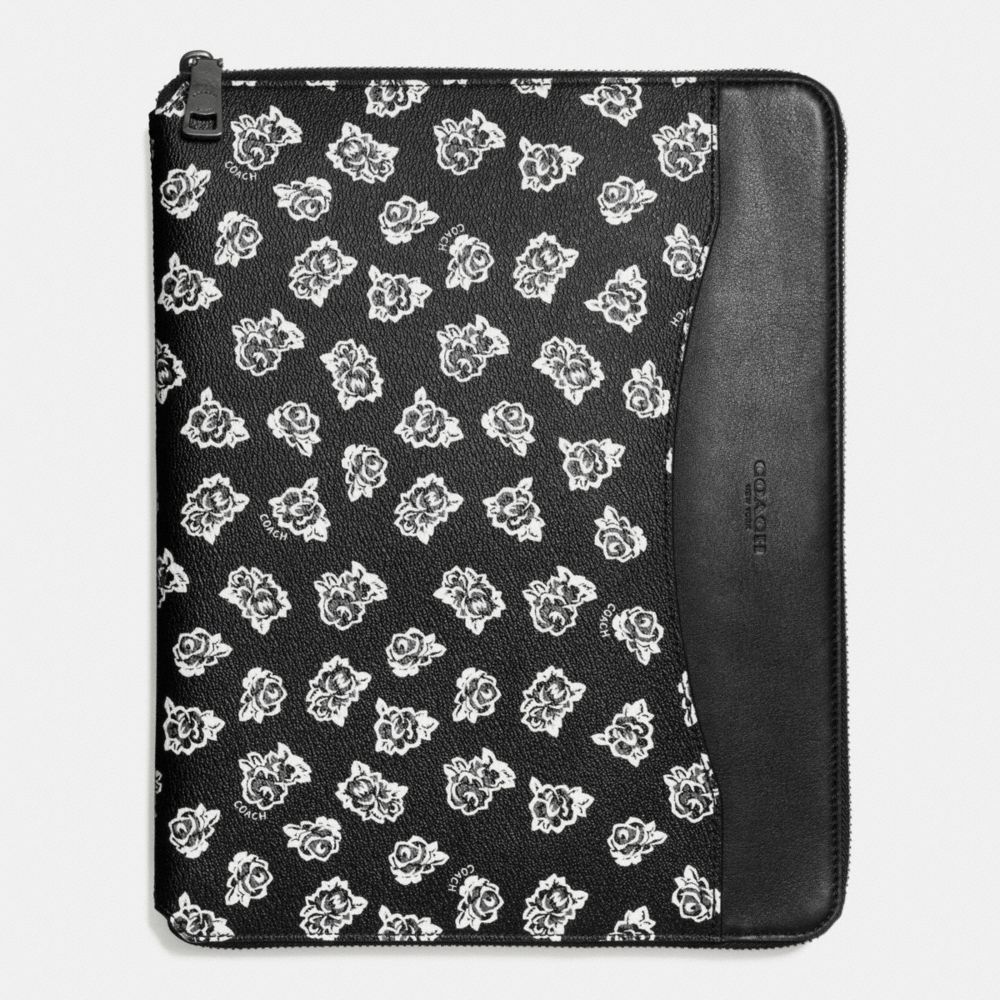 COACH TECH CASE IN FLORAL PRINT CANVAS - BLACK/WHITE FLORAL - F57812