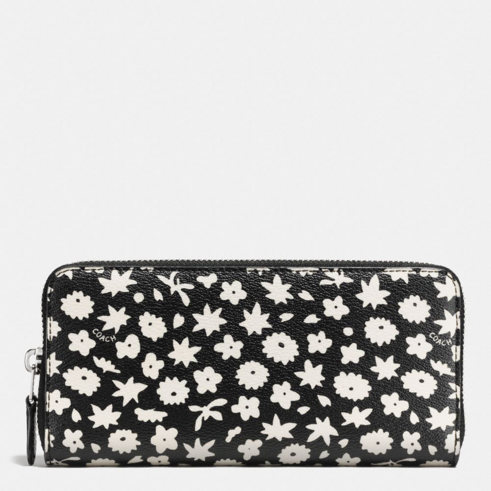 ACCORDION ZIP WALLET IN GRAPHIC FLORAL PRINT COATED CANVAS -  COACH f57818 - SILVER/BLACK MULTI