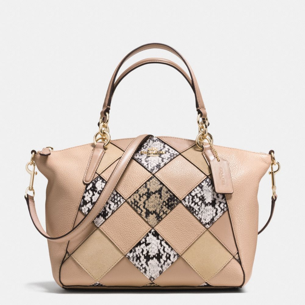 SMALL KELSEY SATCHEL IN SNAKE EMBOSSED PATCHWORK - COACH f57849 - IMITATION GOLD/BEECHWOOD MULTI