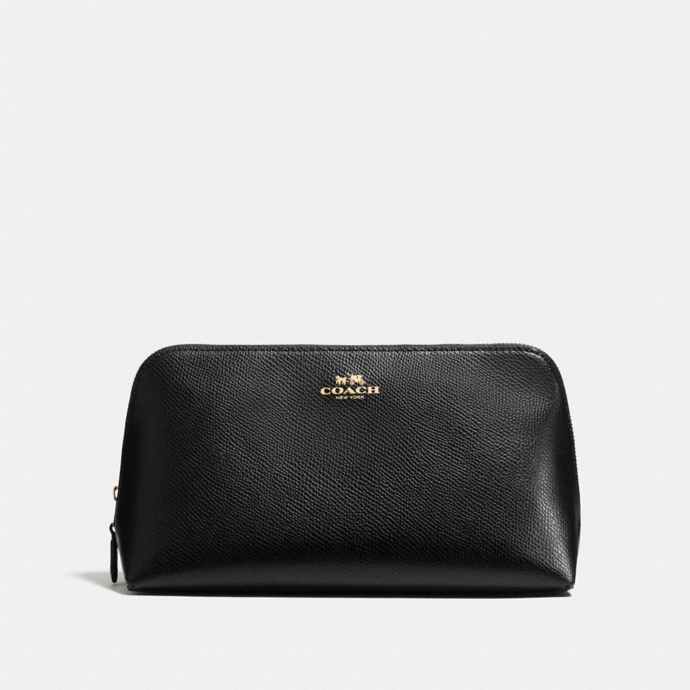 COSMETIC CASE 22 IN CROSSGRAIN LEATHER - COACH f57856 - IMITATION GOLD/BLACK