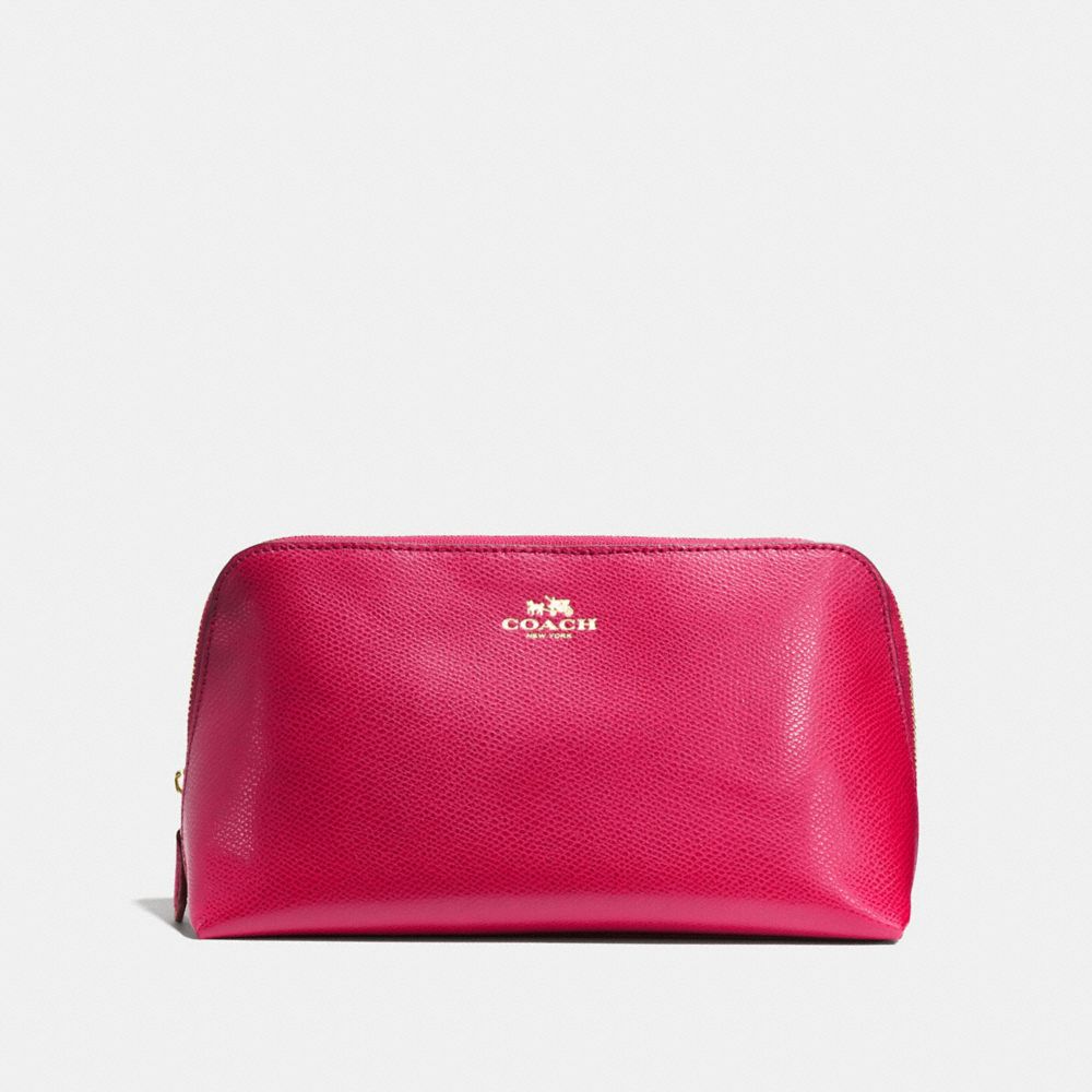 COSMETIC CASE 22 IN CROSSGRAIN LEATHER - COACH f57856 - IMITATION GOLD/BRIGHT PINK