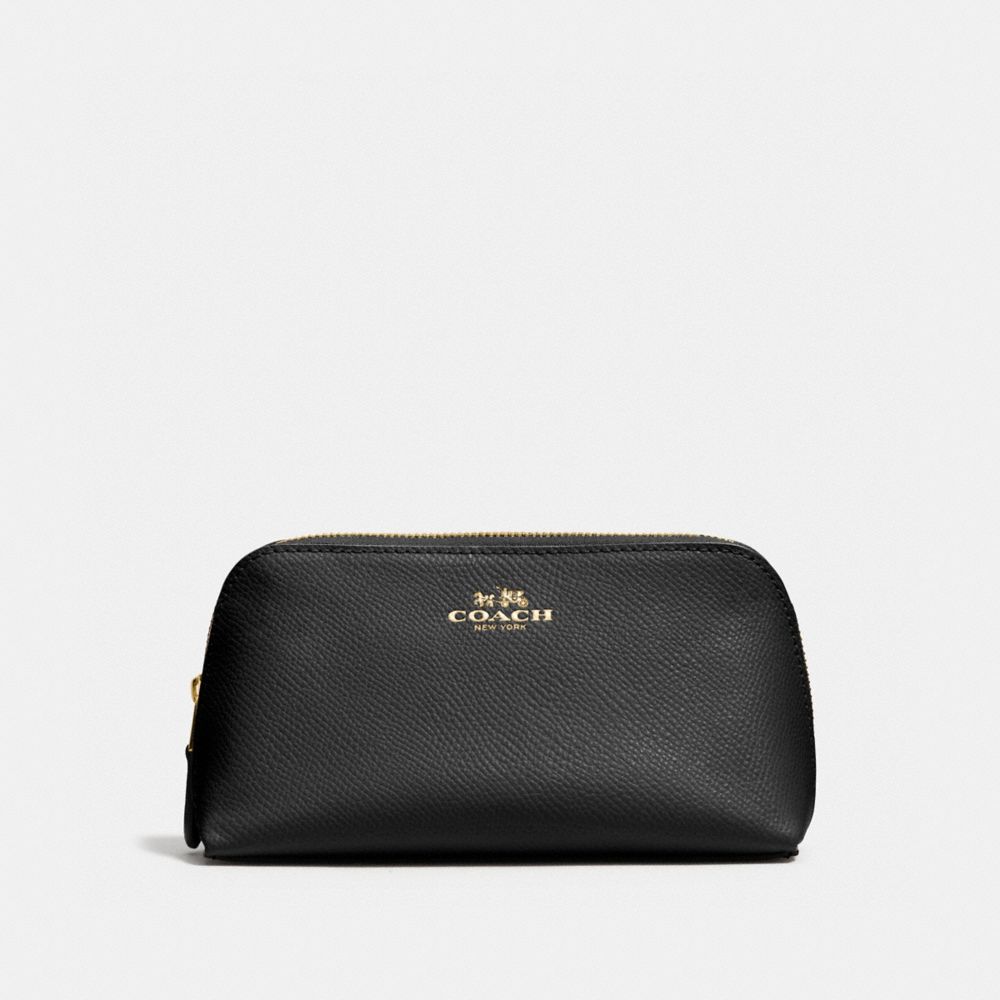 COSMETIC CASE 17 IN CROSSGRAIN LEATHER - COACH f57857 - IMITATION GOLD/BLACK