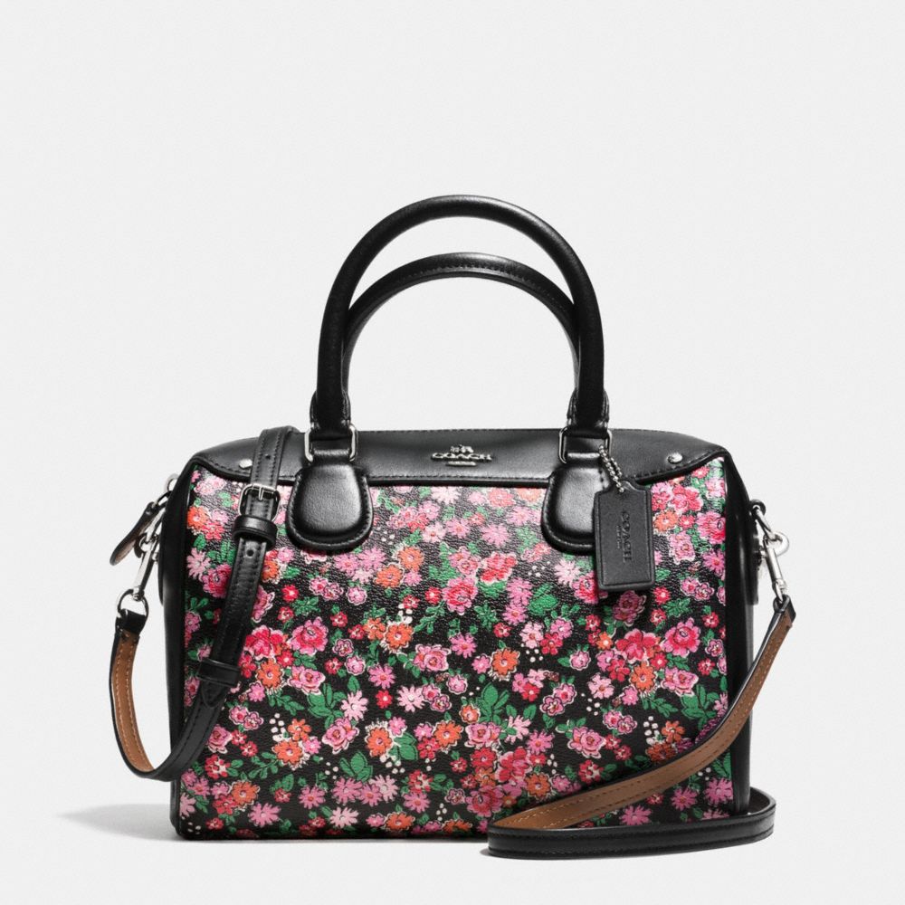 MINI BENNETT SATCHEL IN POSEY CLUSTER FLORAL PRINT COATED CANVAS - COACH f57882 - SILVER/PINK MULTI