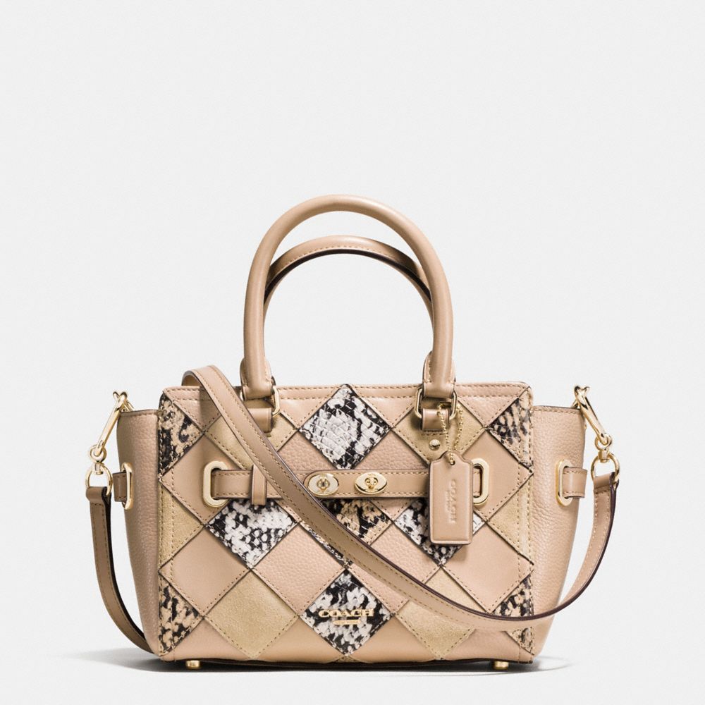 MINI BLAKE CARRYALL IN SNAKE EMBOSSED PATCHWORK LEATHER - COACH  f57893 - IMITATION GOLD/BEECHWOOD MULTI