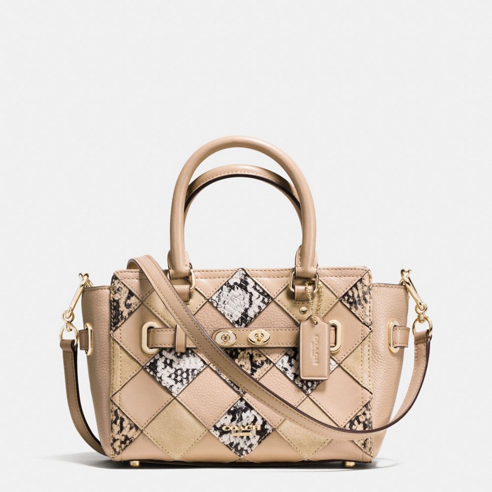 COACH MINI BLAKE CARRYALL IN SNAKE EMBOSSED PATCHWORK LEATHER - IMITATION GOLD/BEECHWOOD MULTI - F57893