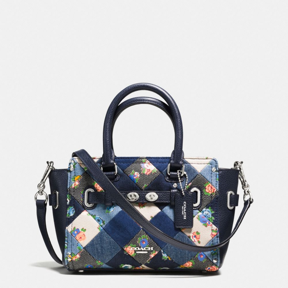 COACH MINI BLAKE CARRYALL IN DENIM PATCHWORK - SILVER/MIDNIGHT MULTI - F57898