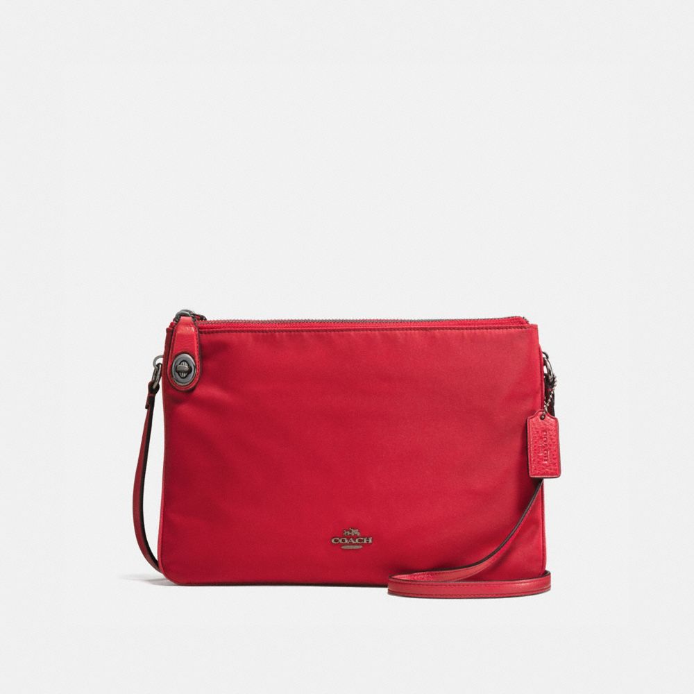 COACH NYLON CROSSBODY - ANTIQUE SILVER/TRUE RED - F57899