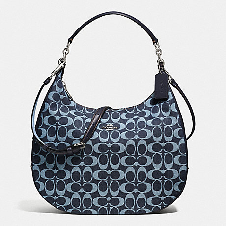 COACH HARLEY HOBO IN SIGNATURE DENIM AND LEATHER - SILVER/LIGHT DENIM - f57912