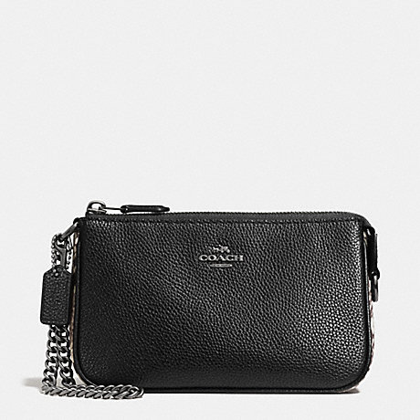 COACH LARGE WRISTLET 19 WITH SNAKE EMBOSSED LEATHER TRIM - ANTIQUE NICKEL/BLACK MULTI - f57932
