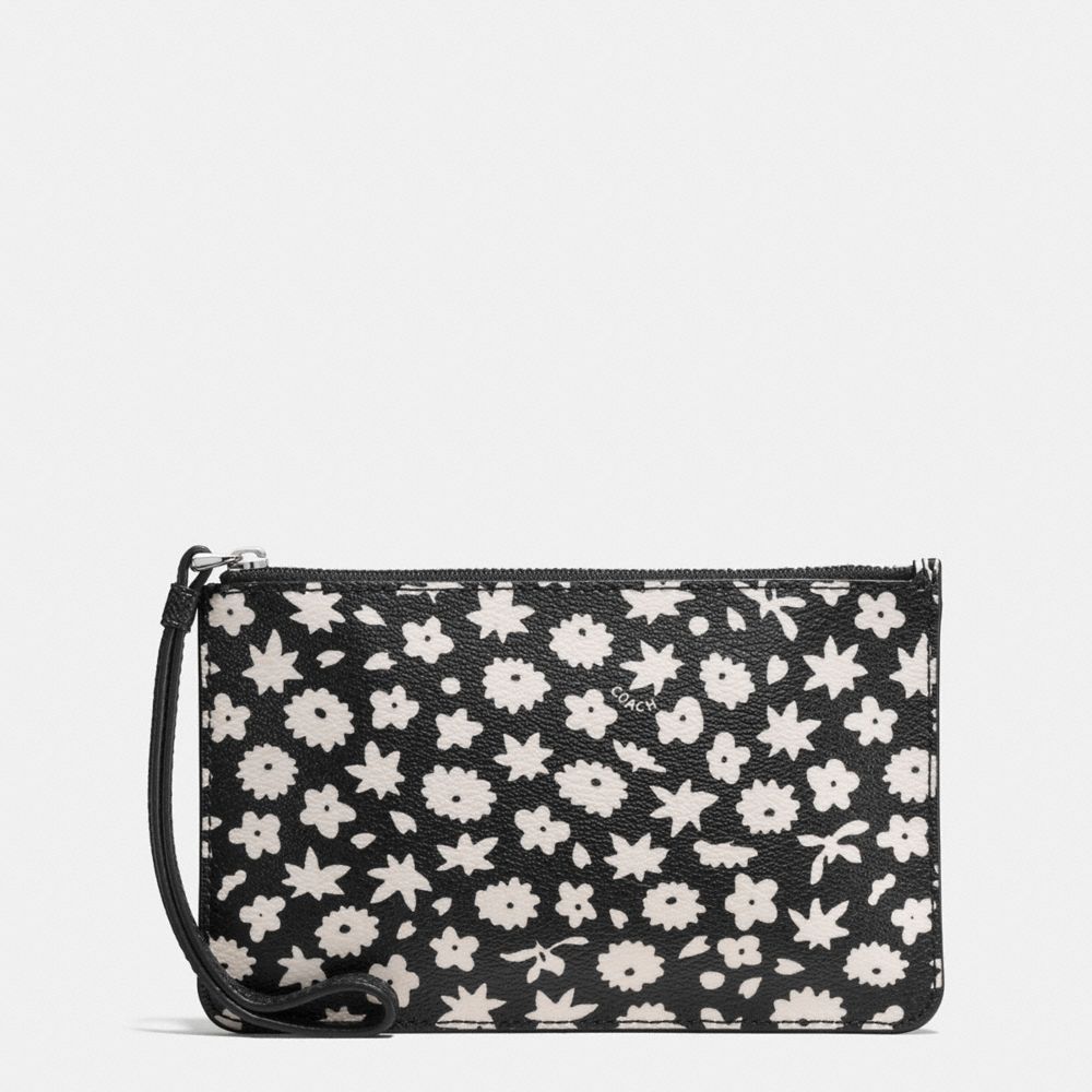 SMALL WRISTLET IN GRAPHIC FLORAL PRINT COATED CANVAS - COACH  f57936 - SILVER/BLACK MULTI