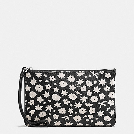 COACH SMALL WRISTLET IN GRAPHIC FLORAL PRINT COATED CANVAS - SILVER/BLACK MULTI - f57936