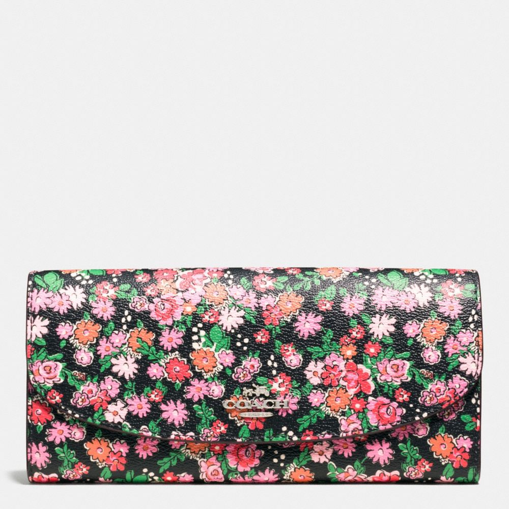 SLIM ENVELOPE WALLET IN POSEY CLUSTER FLORAL PRINT COATED CANVAS  - COACH f57962 - SILVER/PINK MULTI