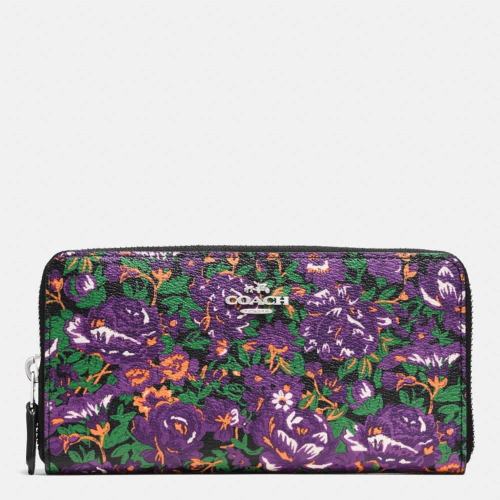 ACCORDION ZIP WALLET IN ROSE MEADOW FLORAL PRINT - COACH f57966 -  SILVER/VIOLET MULTI