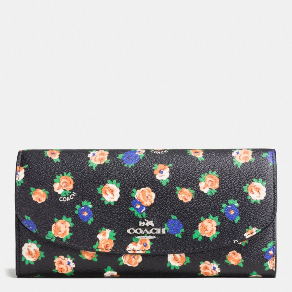 SLIM ENVELOPE WALLET IN TEA ROSE FLORAL PRINT COATED CANVAS - COACH f57979 - SILVER/BLACK MULTI