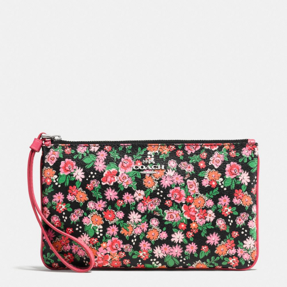 LARGE WRISTLET IN POSEY CLUSTER FLORAL PRINT - COACH f57983 - SILVER/PINK MULTI