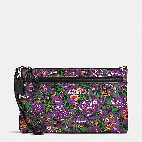 COACH WRISTLET WITH POP OUT POUCH IN ROSE MEADOW FLORAL PRINT - SILVER/VIOLET MULTI - f57987